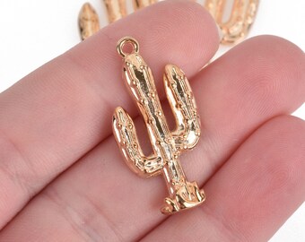 10 Light Gold CACTUS Charms, Metal, 33x16mm, chs3747