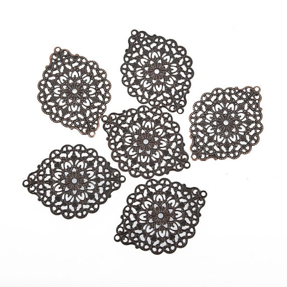 flat thin findings 2-1//8/" FIL0098 30 Copper Filigree Blanks