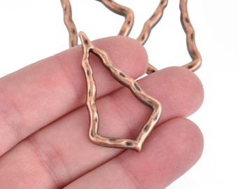5 Copper Marquis Teardrop Charms 39x24mm chs4222