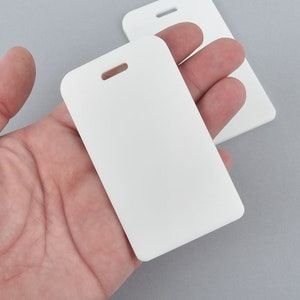 2 WHITE Acrylic 3.5&quot; LUGGAGE Tag Sublimation Blanks, Laser Cut Acrylic Lca0488