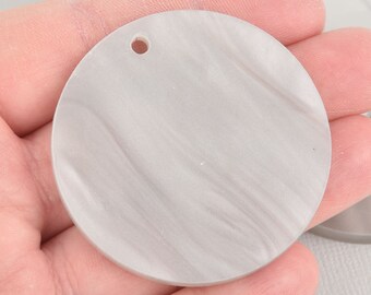 5 llaveros circulares de acrílico perlado gris de 2" en blanco, cortados con láser, discos de acrílico Lca0691a