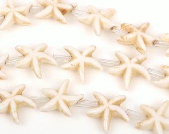 14mm WHITE STARFISH Beads, howlite beads, full strand, about 26 beads, how0475