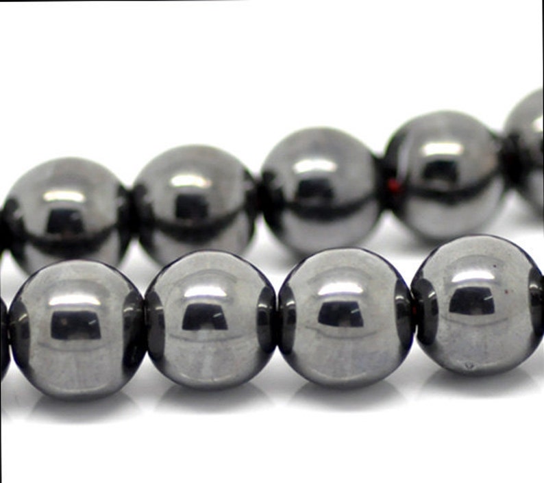 10mm 1 x Strand 40 Smooth Round HEMATITE Gemstone Beads BLACK