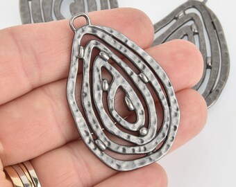 2 Gunmetal Teardrop Swirl Charms, 2", chs6375