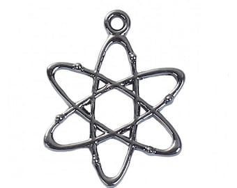 5 ATOM Molecule Chemistry Charms, Gunmetal Black, 25mm chs8058