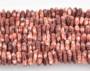 10mm to 12mm Red White Glass Rondelle African Trade Beads Recycled Glass x25 beads bgl1866
