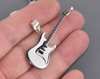 1 ELECTRIC GUITAR Charm, Silver Stainless Steel chs8608