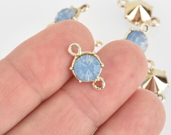 5 Gold Connector Link Charms, Blue Opal Crystal with acrylic base, 16x9mm, chs6436