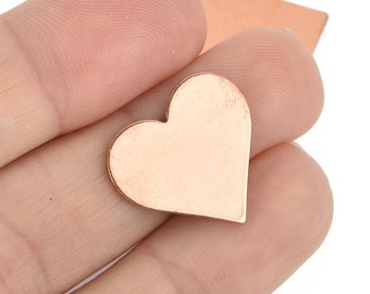 5 Copper HEART Metal Stamping Blanks 3/4", 18 gauge  msb0489
