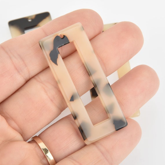 4 Acrylic Rectangle Charms MOCHA Terrazzo Brown and Black 2/" chs5622
