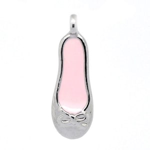 4 Light Pink Enamel BALLET SHOE Metal Charm Pendants. CHE0040