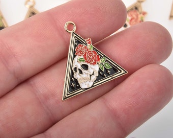 Day of the Dead Halloween Charms Enamel, gold plated, chs8373