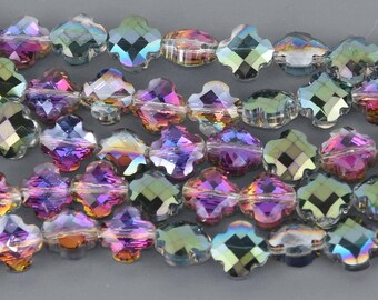 8mm NORTHERN LIGHTS CLOVER Crystal Beads, Faceted Glass, strand, 11.5" strand, bgl2143