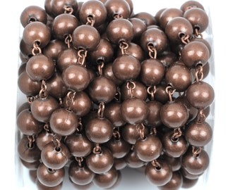 1 yard Copper Round Bead Chain, Rosary Chain, Metal Ball Chain Beads are 10mm  fch0359a