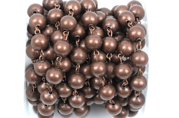 1 yard Copper Round Bead Chain, Rosary Chain, Metal Ball Chain Beads are 10mm  fch0359a