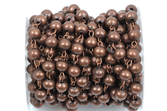 1 yard Copper Round Bead Chain Rosary Chain Metal Ball Chain Beads are 6mm  fch0364a