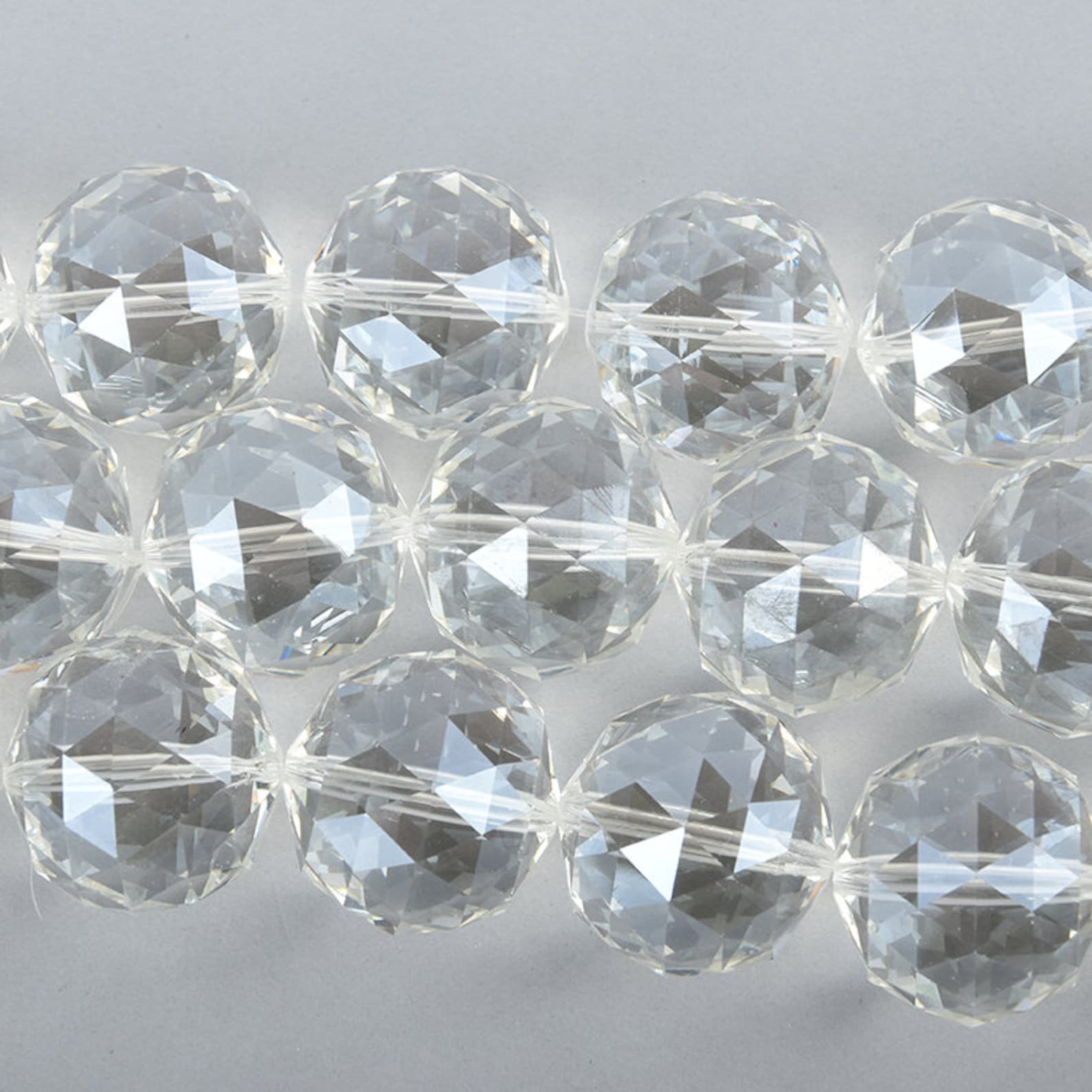 30mm CLEAR Round Faceted Crystal Glass Beads 7 beads bgl1794 Etsy
