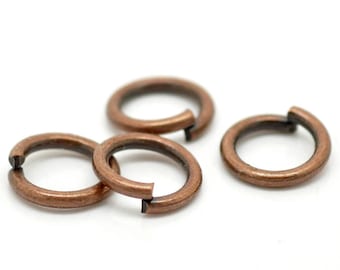 50 Copper Open Jump Rings Findings 6mm x 1mm, 18 gauge wire . wholesale bulk package, jum0189a