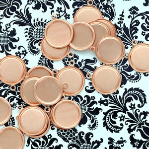 6 Copper Metal Stamping Blanks Charms 5/8&quot; RAISED EDGE CIRCLE Tags, 24 gauge . msb0094