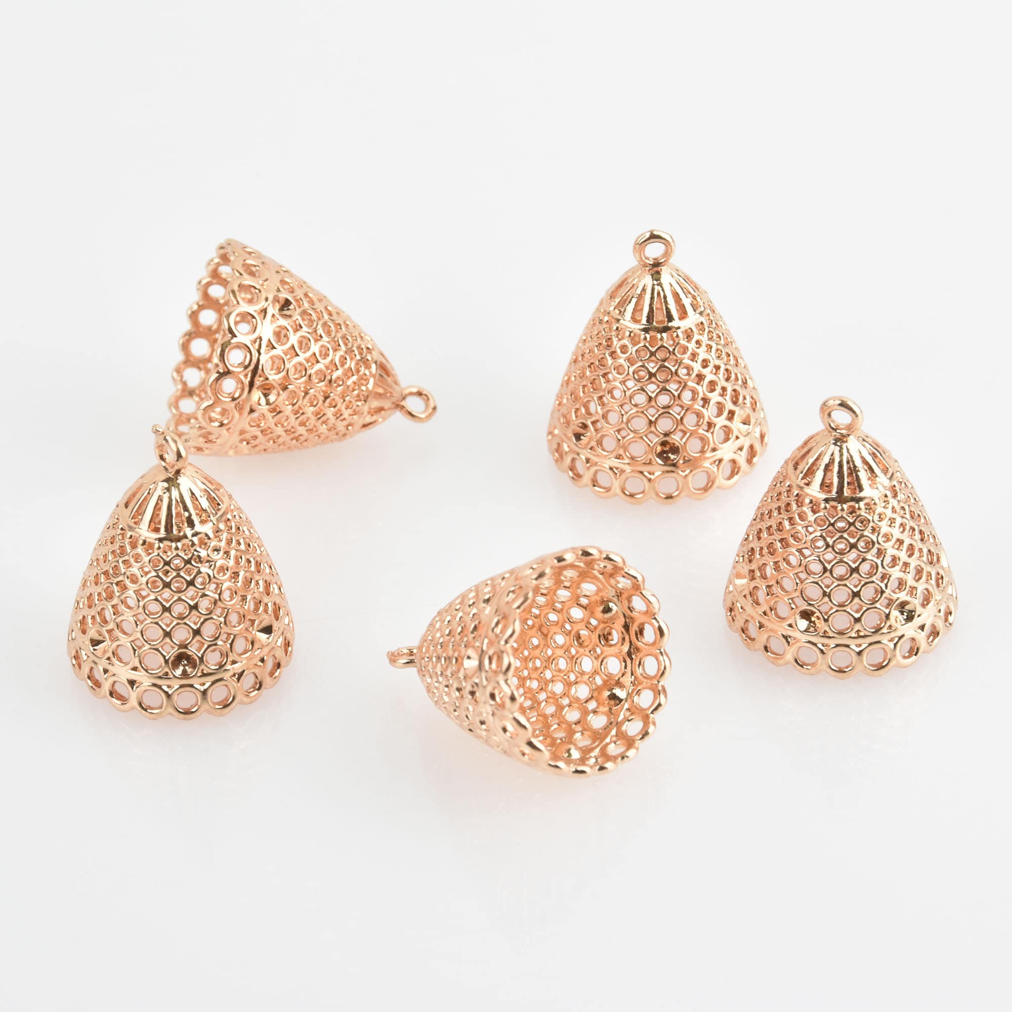 アクセサリー shicho 2 Jhumki Charms Tassel Caps Bead Caps, Light KC Gold, 27mm