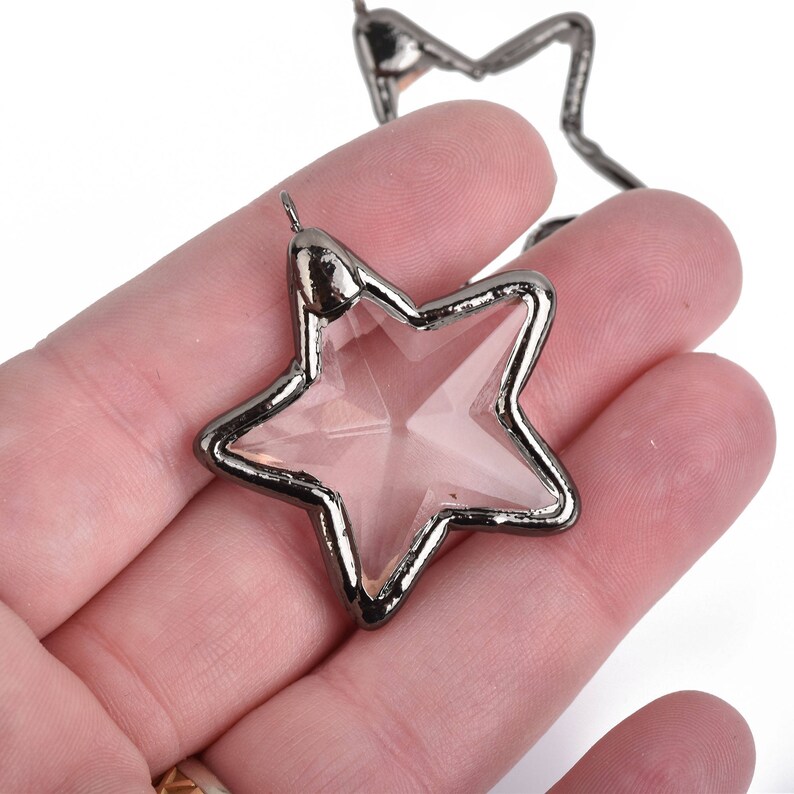 1 pendentif Goutte 38mm Verre simple facette 38mm Noir DIY création bijoux
