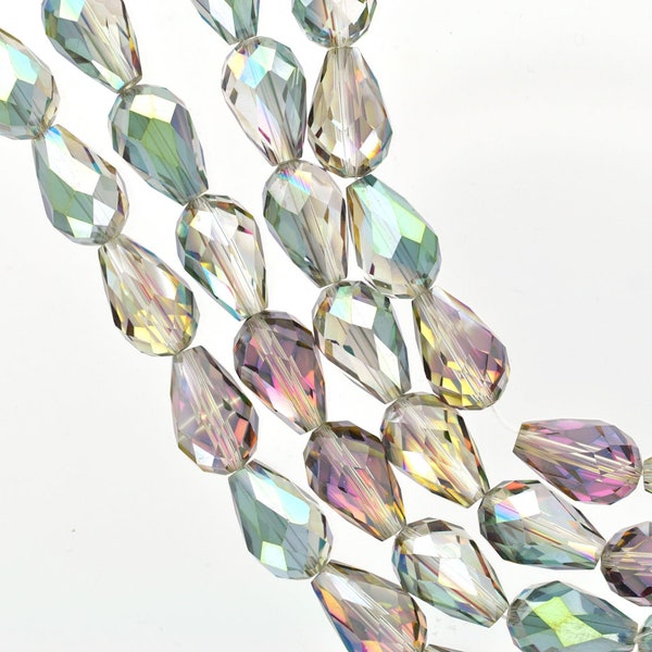 15mm Teardrop Briolette Crystal NORTHERN LIGHTS AB, strand, 17 beads, bgl1011