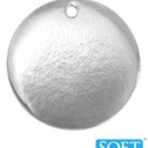 May include: A silver-colored, round metal charm with a textured surface and a small hole at the top for stringing. The charm is a simple, disc shape, suitable for jewelry making or crafting. The "SOFT STRIKE" logo is visible in the bottom right corner.