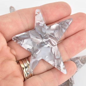 4 Acrylic Star Charms GRAY MIST Terrazzo 2-3/8&quot; chs5997