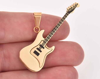 1 ELECTRIC GUITAR Charm, Gold Stainless Steel chs8128