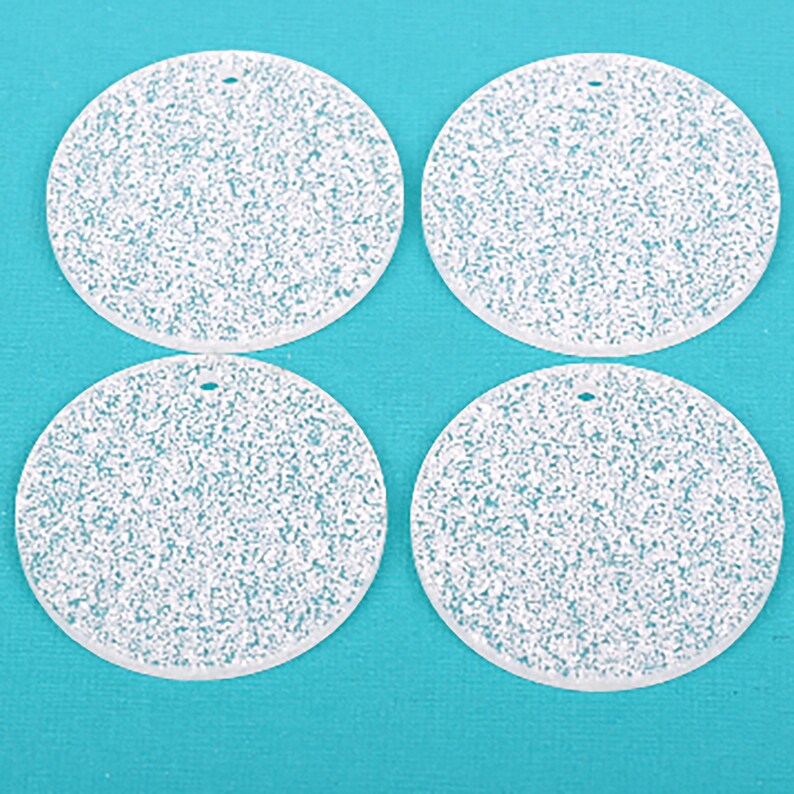 10 WHITE GLITTER Circle Charms Blanks 1 Laser Cut Acrylic Blanks Disc Lca0527