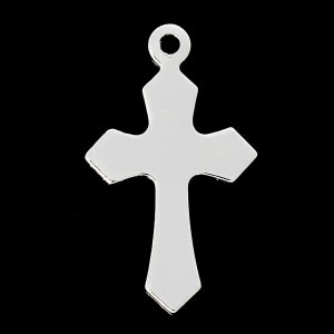 30 Silver Plated Cross Charm Pendants,  7/8&quot; long, bulk package, chs1988b