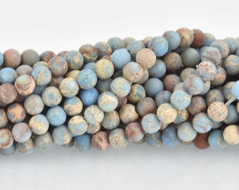 6mm Matte Aqua Terra Jasper Round Beads, Denim Blue, round gemstone beads, full strand, about 69 beads, gem0387