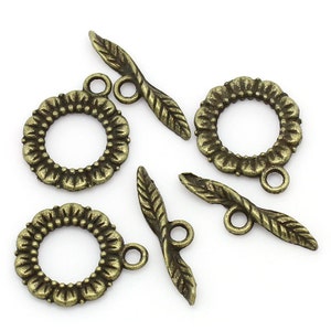 5 sets Bronze Tone Metal Toggle Clasps DAISY Flower fcl0066 image 2