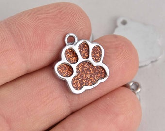 MADE IN USA Authentic MAYselect Orange Paw Print on Black Beads/Charm Add-A-Bead