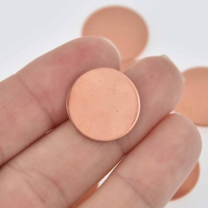 5 CIRCLE Copper Metal Stamping Blanks, no hole, 19mm (3/4&quot;)  18 gauge msb0529