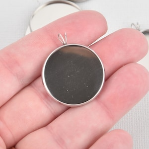 5 Stainless Steel 25mm Round Circle CABOCHON SETTING Bezel Frame Charm Pendants, Silver (fits 25mm cabs)  chs5601