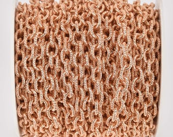 KC Gold Plated Cable Chain, Oval Links are 9x6mm unsoldered, rope design texture, fch1322