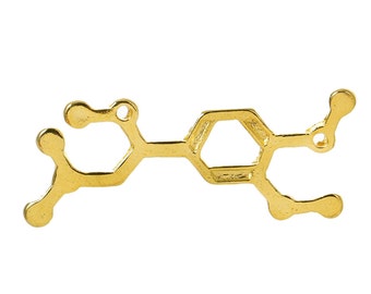 5 ADRENALINE Molecule Chemistry Charms, Gold Tone Charm Pendants, Science Charms, 30x12mm, chg0402
