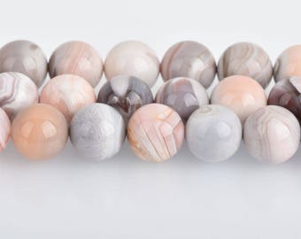 12mm Pink BOTSWANA AGATE Gemstone Beads, Round, Natural Pink Peach Color, 33 beads, gag0376