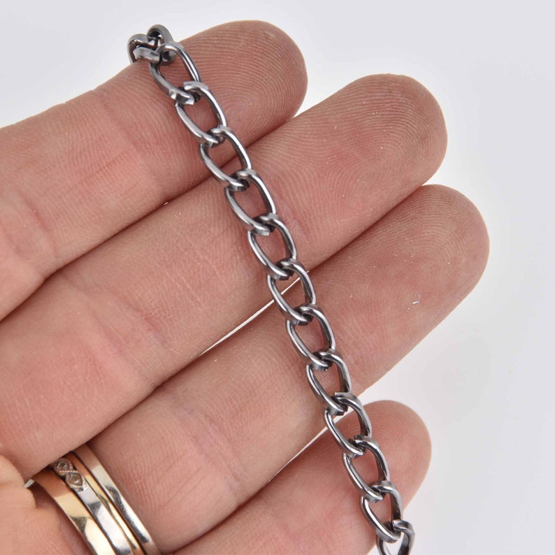1 yard Gunmetal Aluminum Chain fch1236a Curb Link 9x5mm