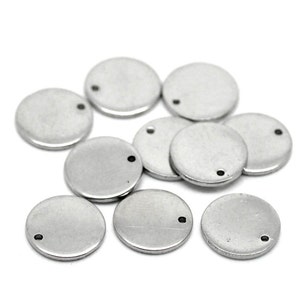 10 Stainless Steel Metal Stamping Blanks Charms 13mm, 1/2 dia, ROUND DISC Tags, 18 gauge MSB0051a image 1