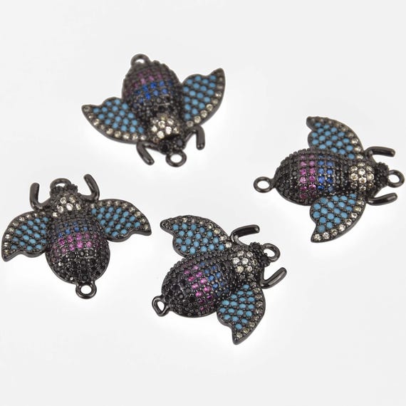 BEE Charm, Micro Pave Cubic Zirconia Crystals, Rhinestone