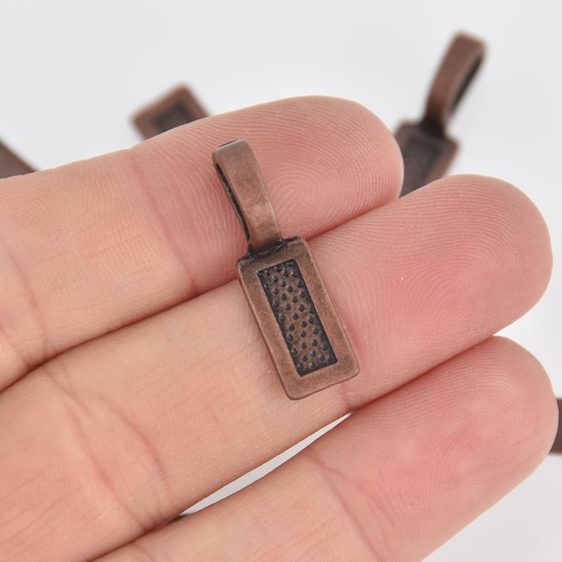 10 Copper Glue on Bails for Pendants 26x8mm Flat Back Fba0084 Etsy