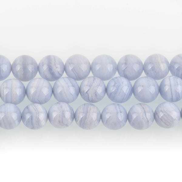10mm BLUE LACE AGATE Chalcedony Round Gemstone Beads, light baby blue, natural, full strand, about 40 beads, gag0242