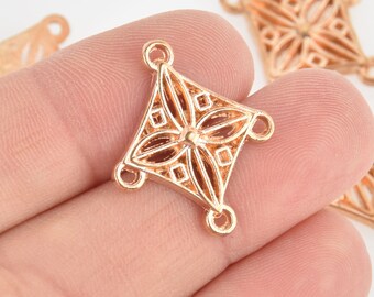 10 Gold Charms Diamond Filigree Chandelier Design 25mm, chs6563