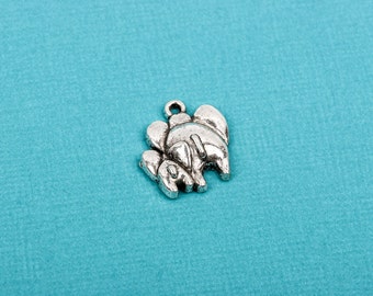 8 MOTHER and BABY ELEPHANT Silver Tone Pewter Charm Pendant  chs1646