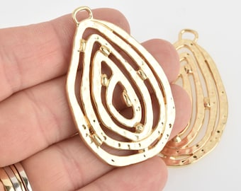 2 Light Gold Teardrop Swirl Charms, 2" long, chs6165