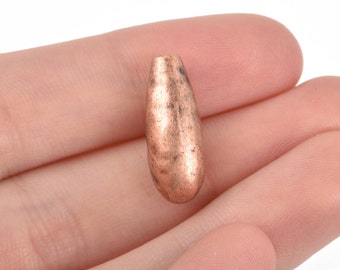 6 extremos de cordón de cobre en forma de lágrima, extremos de cordón de cuero, tapas para cordón de cuero, se adapta a cordón o alambre de 2 mm, las gotas de peltre miden 20 mm de largo, chs3288