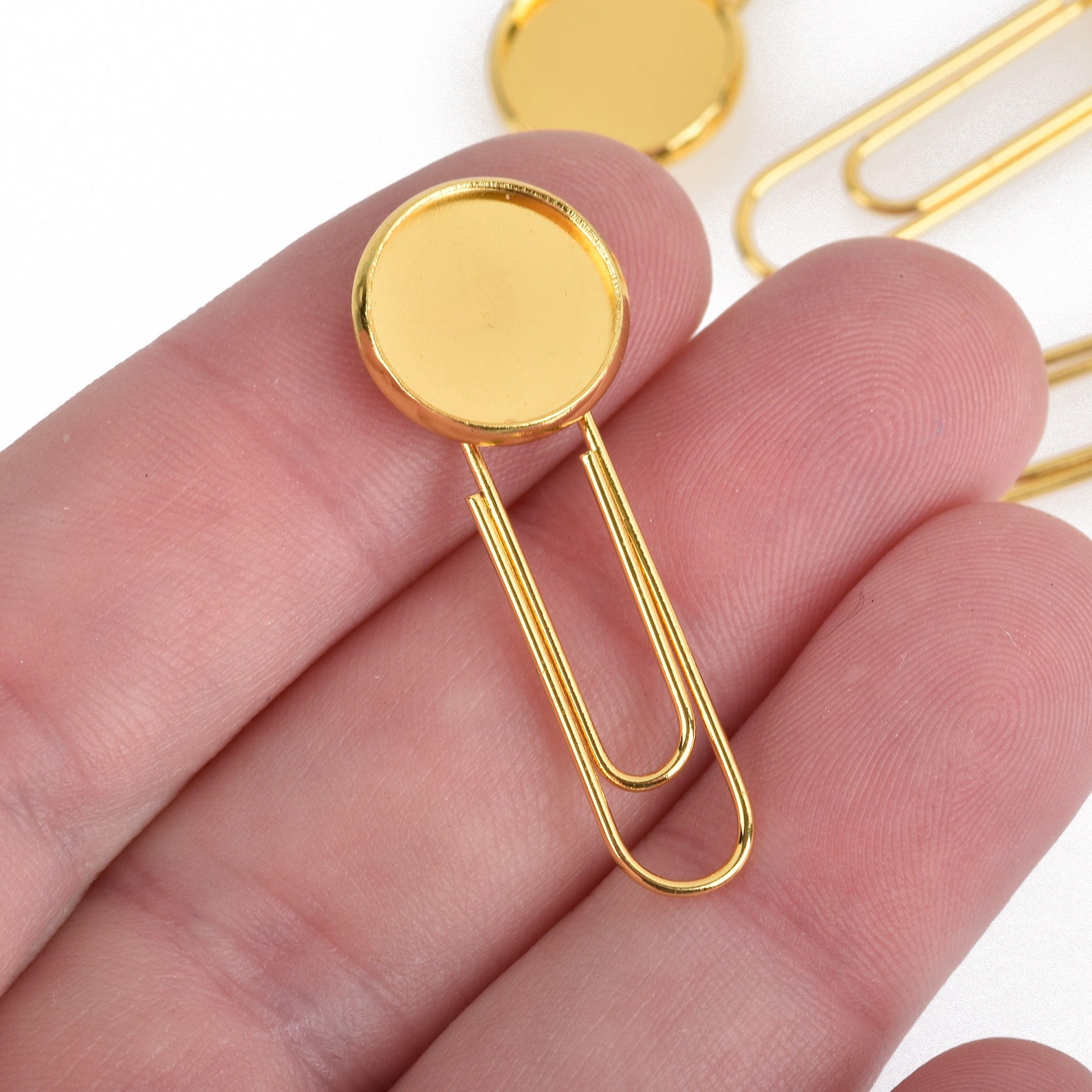 10 Gold Plated Paper Clip Blanks fits 12mm 1/2 round Etsy