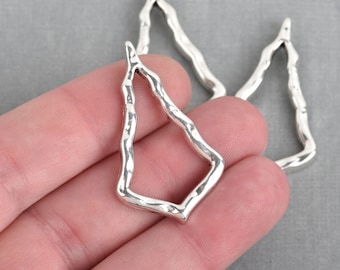 5 Silver Marquis Teardrop Charms 39x24mm chs4220